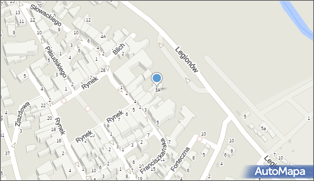 Krosno, Franciszkańska, 3A, mapa Krosna