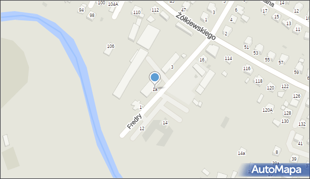 Krosno, Fredry Aleksandra, 1a, mapa Krosna