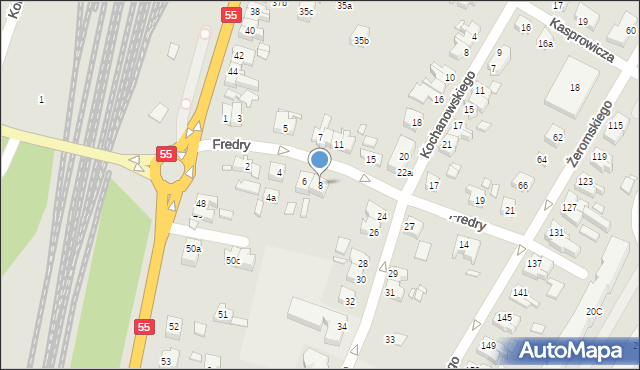 Kwidzyn, Fredry Aleksandra, 8, mapa Kwidzyn