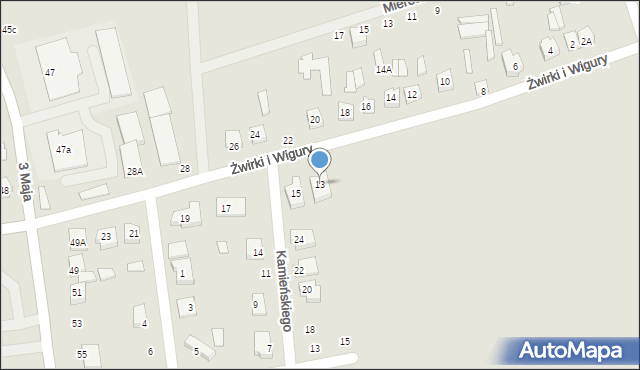 Łapy, Franciszka Żwirki i Stanisława Wigury, 13, mapa Łapy