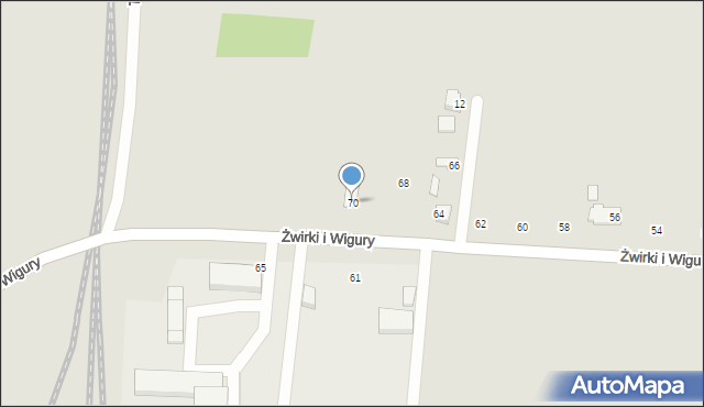 Łapy, Franciszka Żwirki i Stanisława Wigury, 70, mapa Łapy