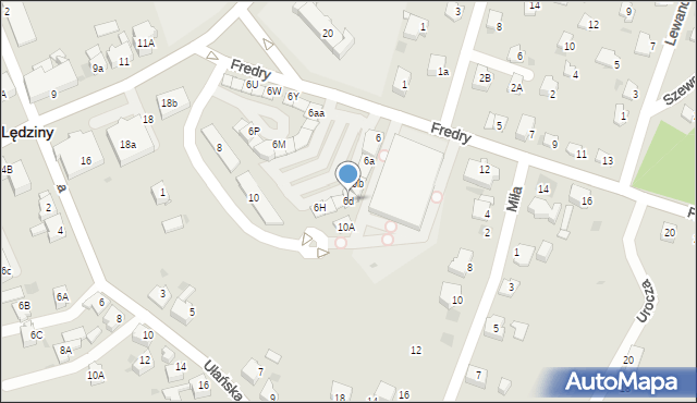 Lędziny, Fredry Aleksandra, 6d, mapa Lędziny