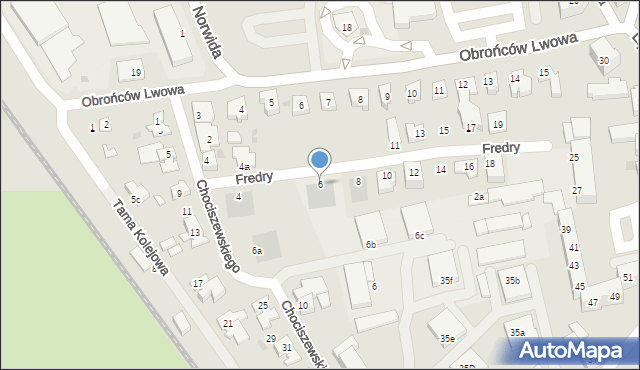 Leszno, Fredry Aleksandra, 6, mapa Leszno