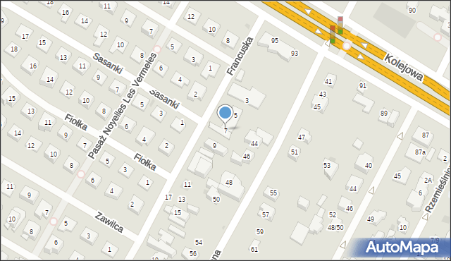 Łomianki, Francuska, 7, mapa Łomianki