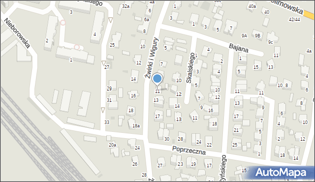 Łowicz, Franciszka Żwirki i Stanisława Wigury, 11, mapa Łowicza