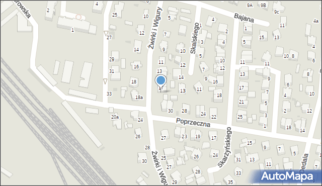 Łowicz, Franciszka Żwirki i Stanisława Wigury, 19, mapa Łowicza