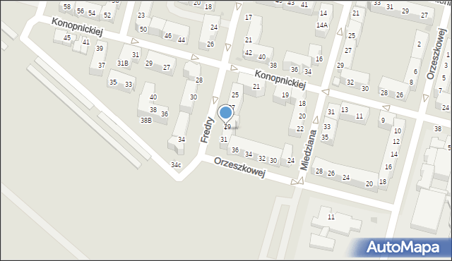 Lubin, Fredry Aleksandra, 29a, mapa Lubin