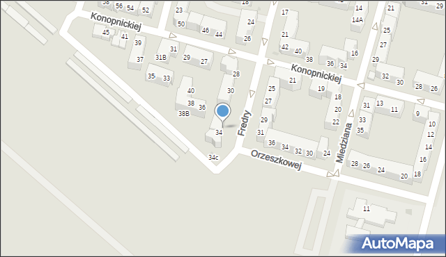 Lubin, Fredry Aleksandra, 34a, mapa Lubin