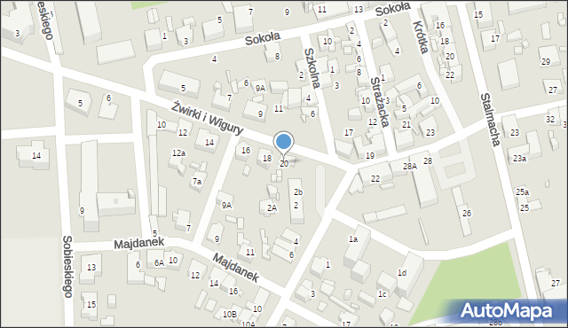 Lubliniec, Franciszka Żwirki i Stanisława Wigury, 20, mapa Lubliniec