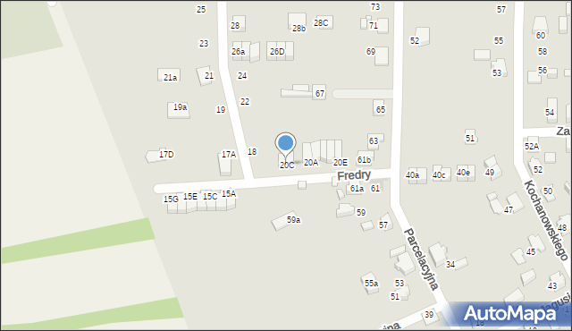 Lubliniec, Fredry Aleksandra, 20C, mapa Lubliniec