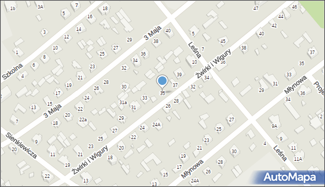 Michałowo, Franciszka Żwirki i Stanisława Wigury, 35, mapa Michałowo
