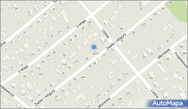 Michałowo, Franciszka Żwirki i Stanisława Wigury, 37, mapa Michałowo