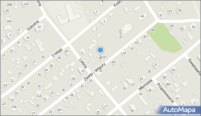 Michałowo, Franciszka Żwirki i Stanisława Wigury, 45, mapa Michałowo