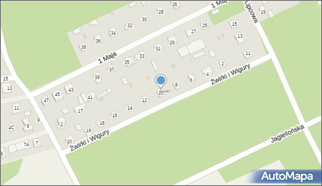 Międzyborów, Franciszka Żwirki i Stanisława Wigury, 10, mapa Międzyborów