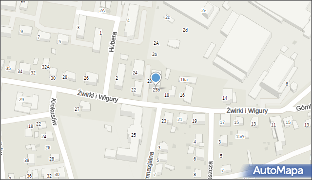 Mikołów, Franciszka Żwirki i Stanisława Wigury, 23b, mapa Mikołów