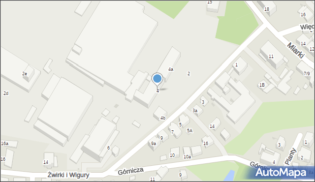 Mikołów, Franciszka Żwirki i Stanisława Wigury, 4, mapa Mikołów
