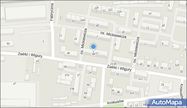 Mikołów, Franciszka Żwirki i Stanisława Wigury, 44, mapa Mikołów