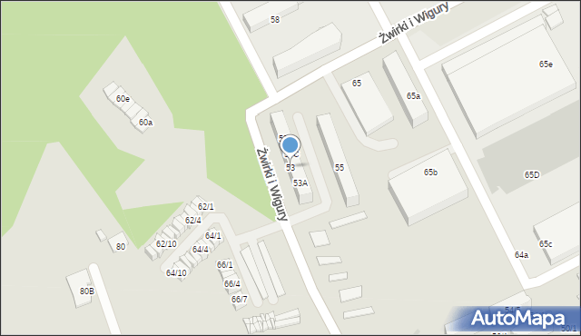 Mikołów, Franciszka Żwirki i Stanisława Wigury, 53, mapa Mikołów