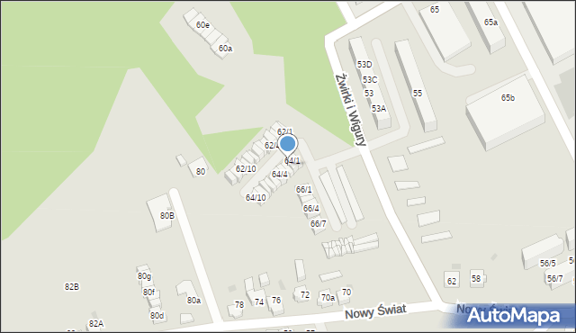 Mikołów, Franciszka Żwirki i Stanisława Wigury, 64/2, mapa Mikołów