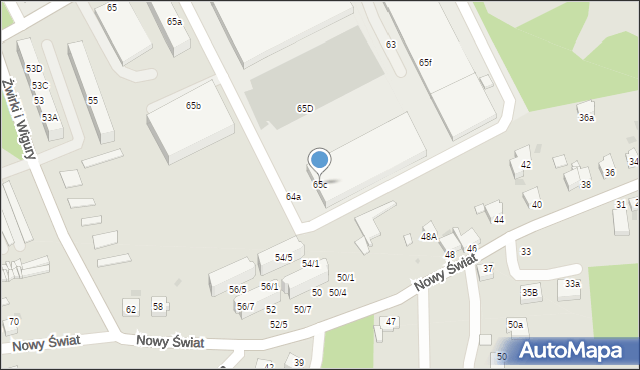 Mikołów, Franciszka Żwirki i Stanisława Wigury, 65c, mapa Mikołów