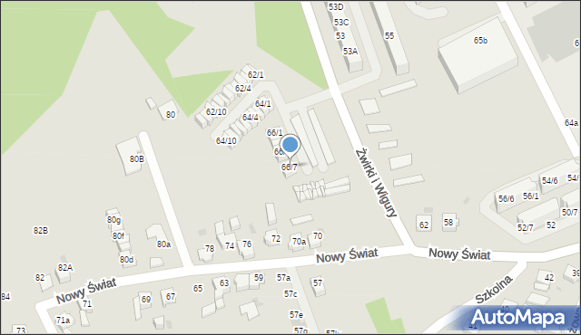 Mikołów, Franciszka Żwirki i Stanisława Wigury, 66/7, mapa Mikołów