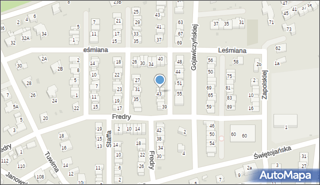 Mysłowice, Fredry Aleksandra, 45, mapa Mysłowice