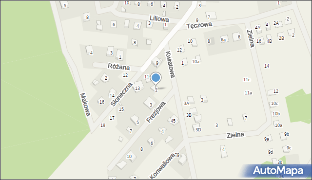 Niesulice, Frezjowa, 1, mapa Niesulice