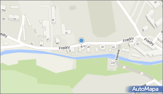 Nowa Ruda, Fredry Aleksandra, 30, mapa Nowa Ruda