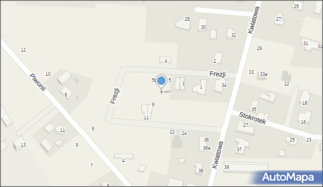 Nowe Bielice, Frezji, 7, mapa Nowe Bielice