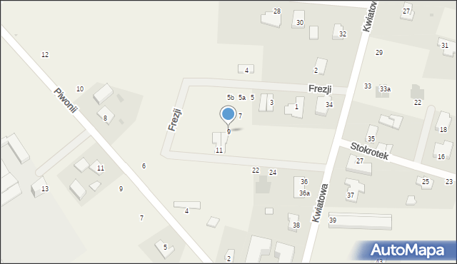 Nowe Bielice, Frezji, 9, mapa Nowe Bielice