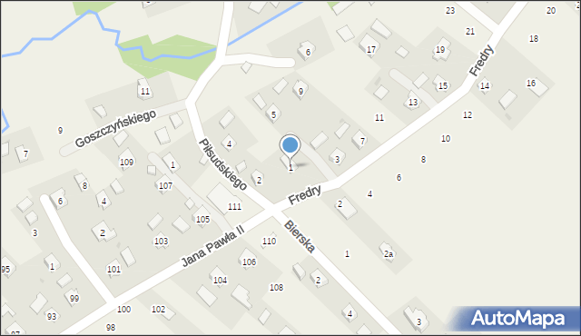 Odrzykoń, Fredry Aleksandra, 1, mapa Odrzykoń