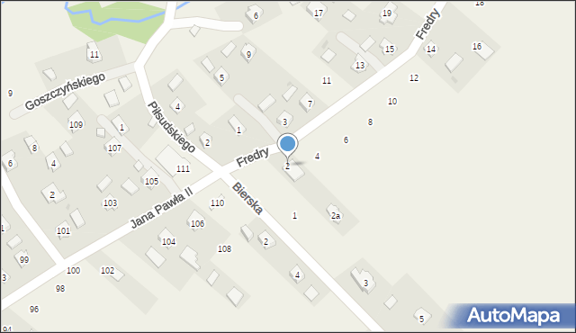 Odrzykoń, Fredry Aleksandra, 2, mapa Odrzykoń