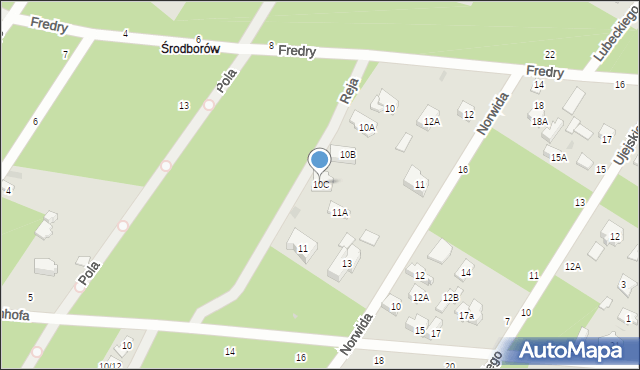Otwock, Fredry Aleksandra, 10C, mapa Otwock