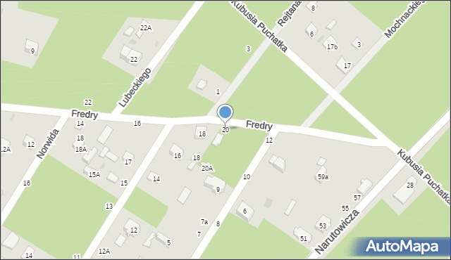 Otwock, Fredry Aleksandra, 20, mapa Otwock