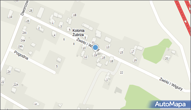 Ożarowice, Franciszka Żwirki i Stanisława Wigury, 14, mapa Ożarowice