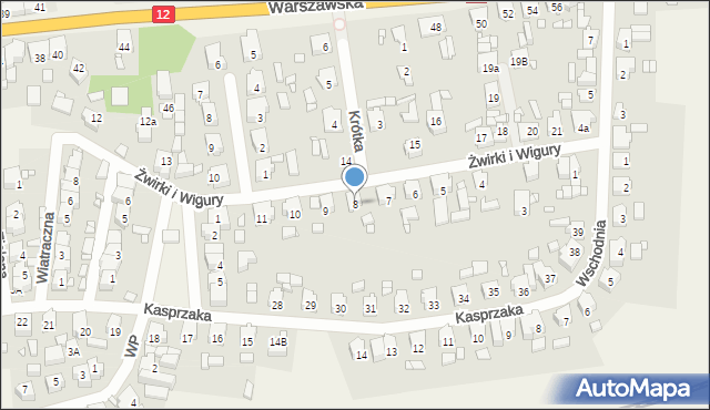Piaski, Franciszka Żwirki i Stanisława Wigury, 8, mapa Piaski