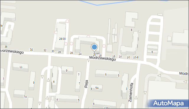 Piotrków Trybunalski, Frycza-Modrzewskiego Andrzeja, 20, mapa Piotrków Trybunalski