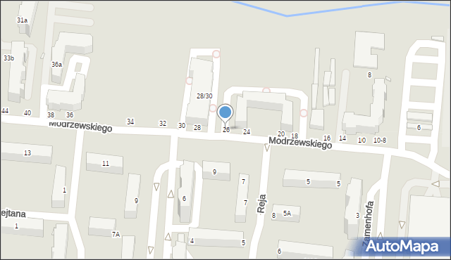 Piotrków Trybunalski, Frycza-Modrzewskiego Andrzeja, 26, mapa Piotrków Trybunalski