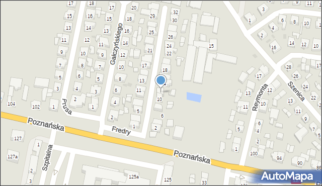 Pleszew, Fredry Aleksandra, 12, mapa Pleszew