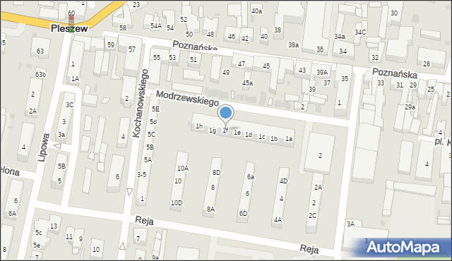 Pleszew, Frycza-Modrzewskiego Andrzeja, 1f, mapa Pleszew