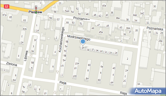 Pleszew, Frycza-Modrzewskiego Andrzeja, 1h, mapa Pleszew