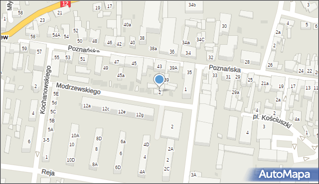 Pleszew, Frycza-Modrzewskiego Andrzeja, 2, mapa Pleszew