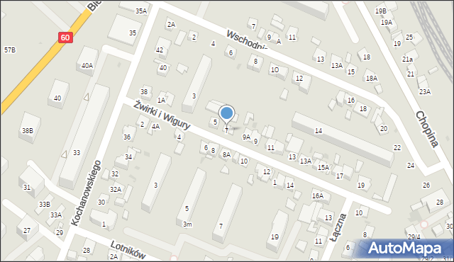 Płock, Franciszka Żwirki i Stanisława Wigury, 7, mapa Płock