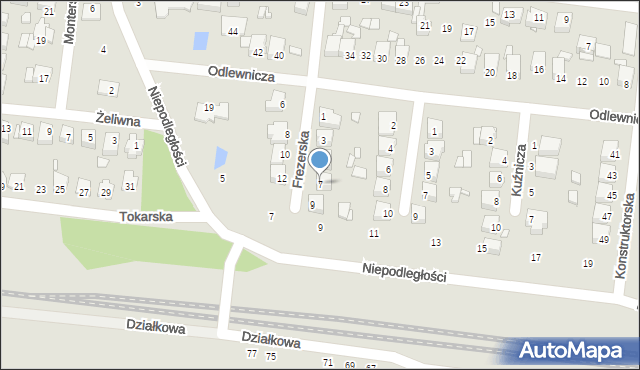 Poręba, Frezerska, 7, mapa Poręba