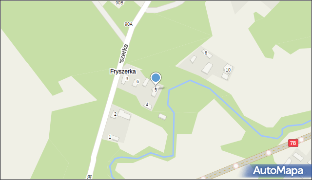 Pradła, Fryszerka, 5, mapa Pradła