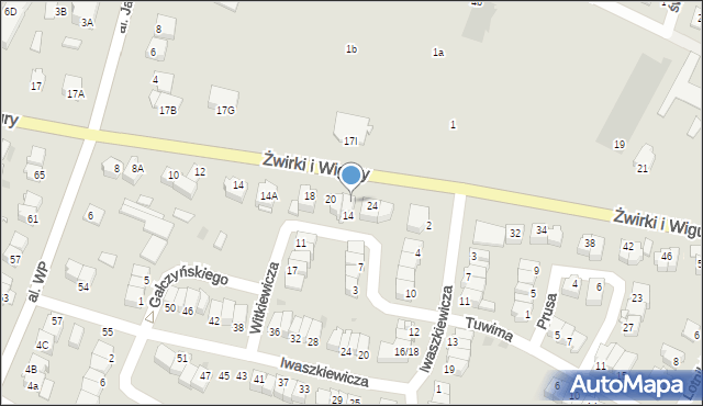 Przasnysz, Franciszka Żwirki i Stanisława Wigury, 22, mapa Przasnysz