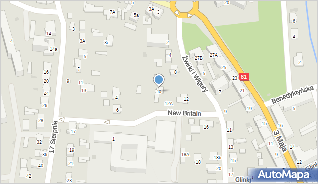 Pułtusk, Franciszka Żwirki i Stanisława Wigury, 10, mapa Pułtusk