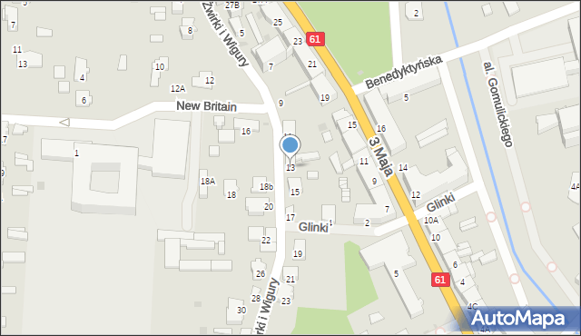 Pułtusk, Franciszka Żwirki i Stanisława Wigury, 13, mapa Pułtusk