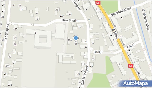 Pułtusk, Franciszka Żwirki i Stanisława Wigury, 18, mapa Pułtusk