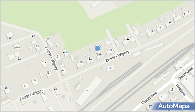 Pyrzyce, Franciszka Żwirki i Stanisława Wigury, 30, mapa Pyrzyce